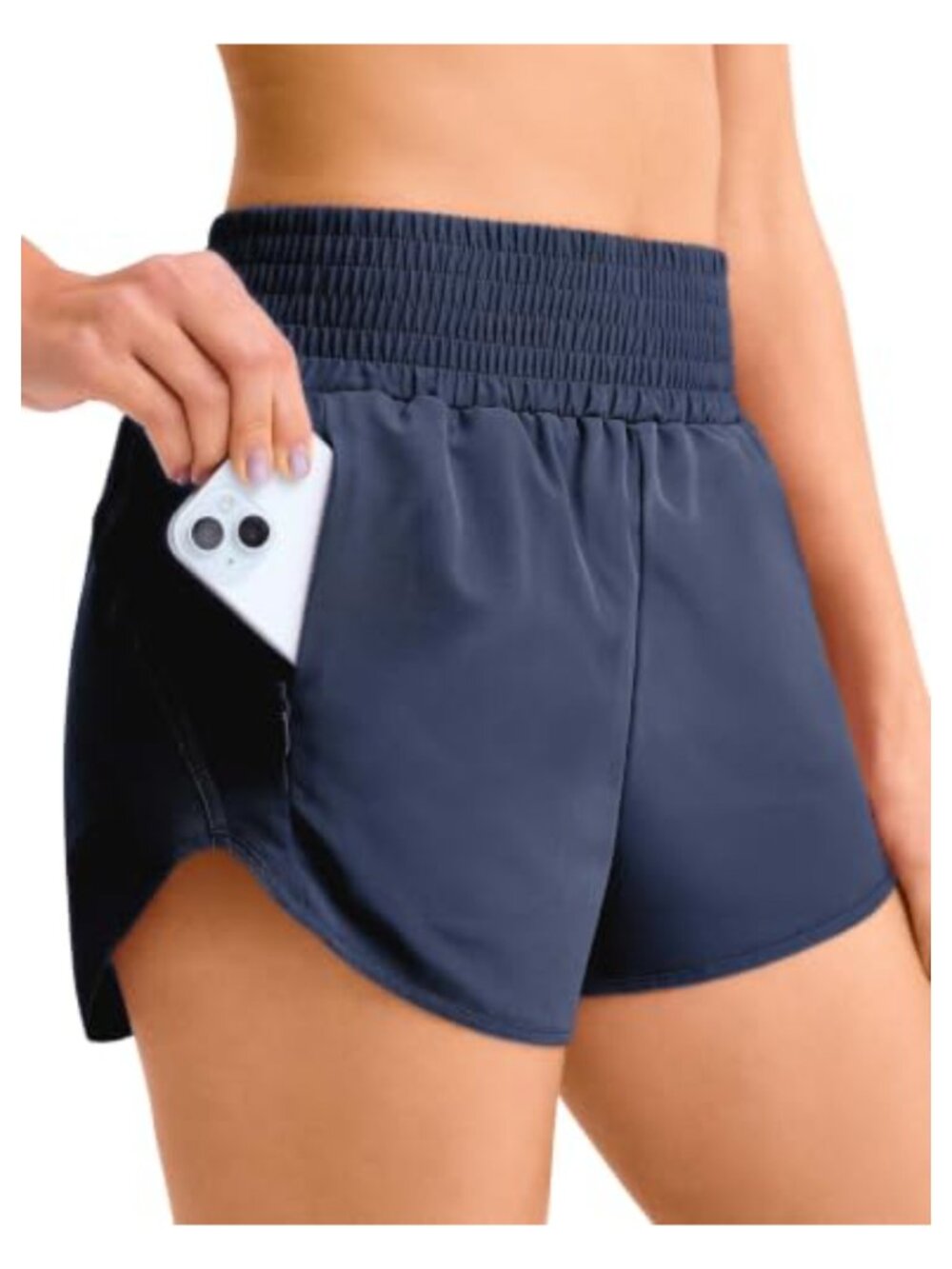 Women's High Waist Running Shorts with Zip Pockets